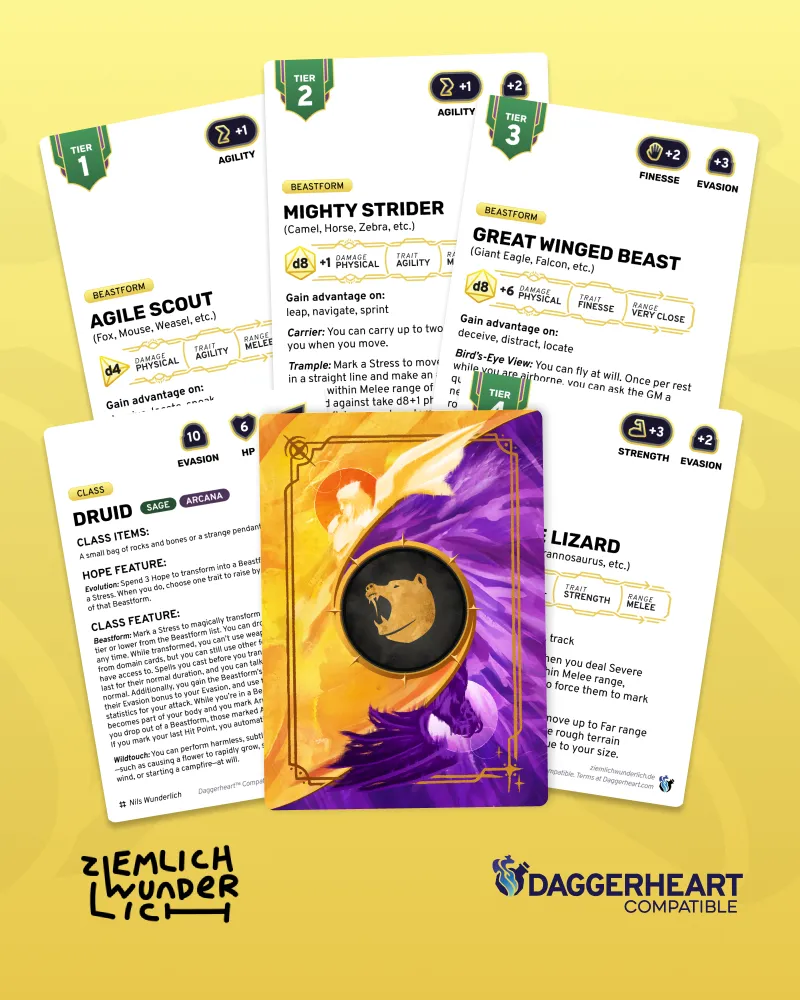 🐻 Druid Beastform Cards – Daggerheart™ Compatible.