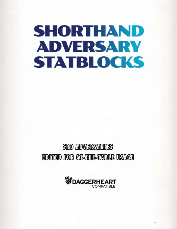 Shorthand Adversary Statblocks