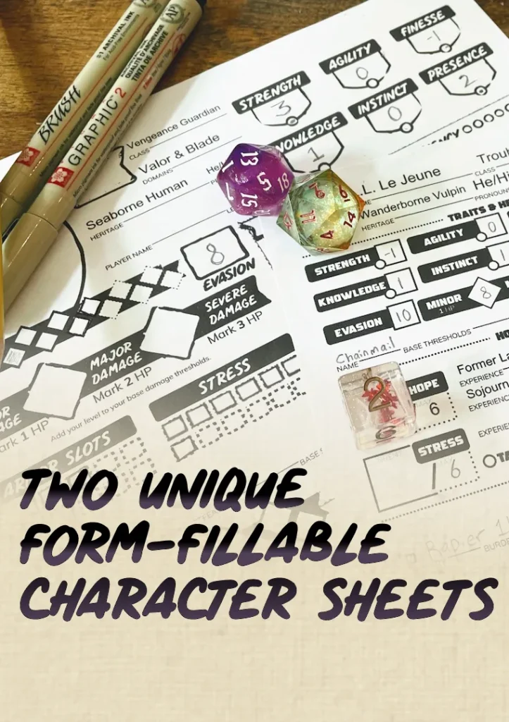 Minimalist & Maximalist Daggerheart Compatible Character Sheets