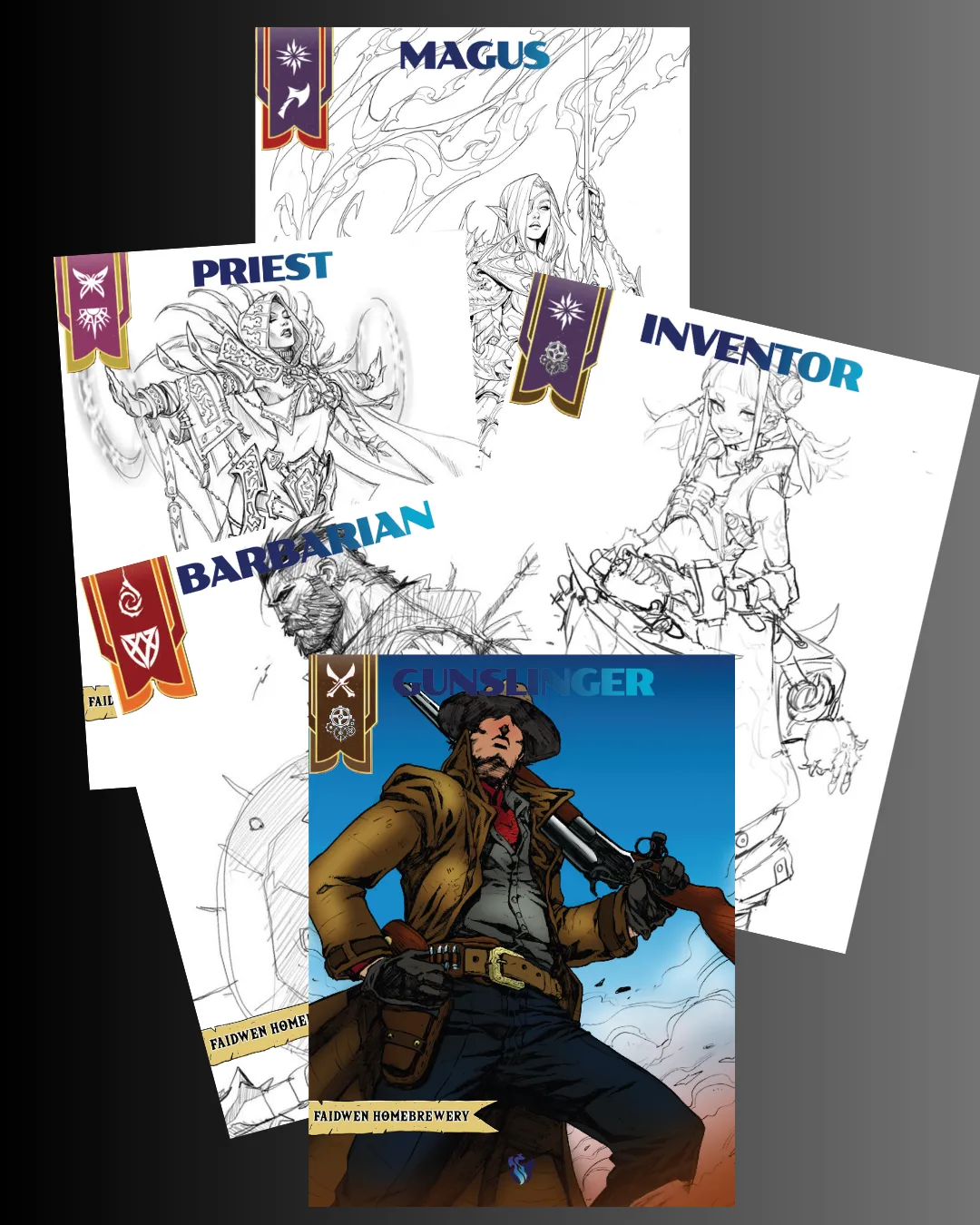 Bundle Barbarian + Gunslinger + Priest + Magus + Inventor