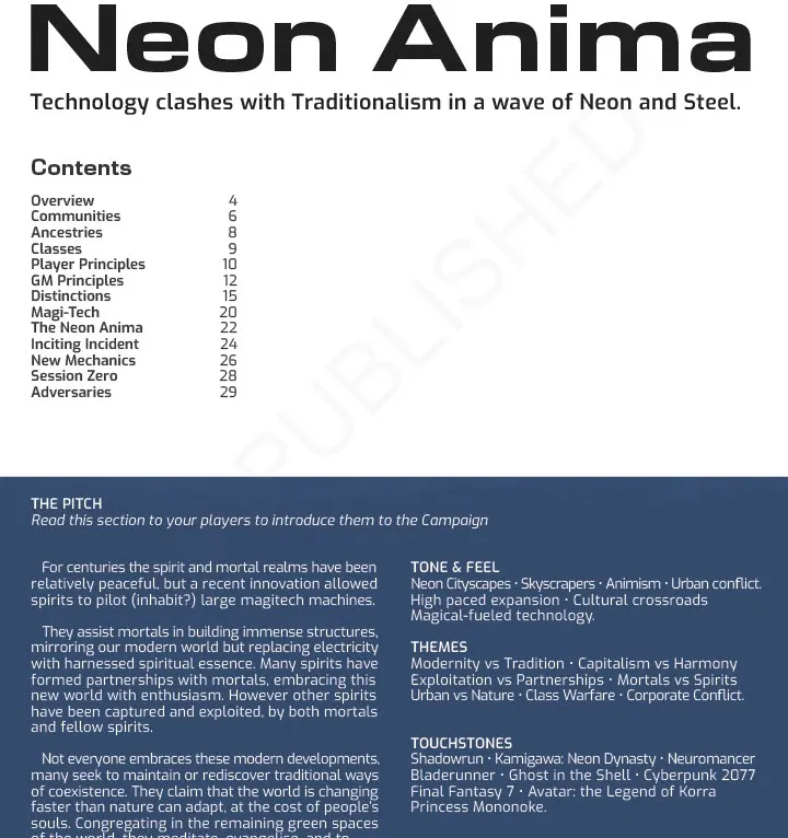 Neon Anima: cyberpunk, fantasy, spiritualist. Beta test