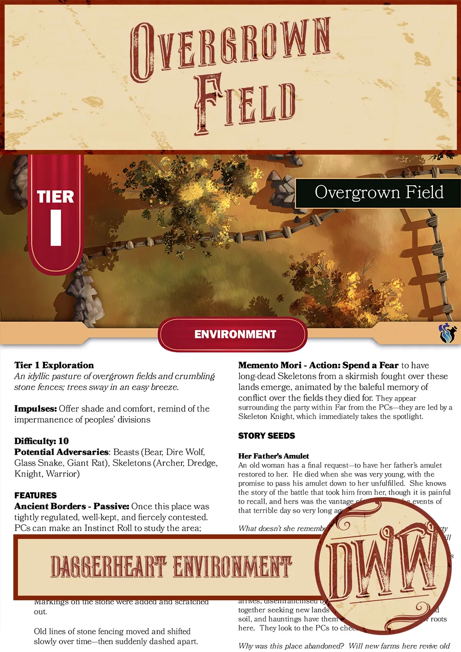 Overgrown Field: A Tier 1 Daggerheart Environment