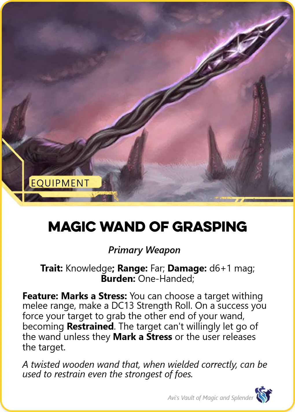 Magic Wand Of Grasping • Daggerheart Homebrew • Heart Of Daggers