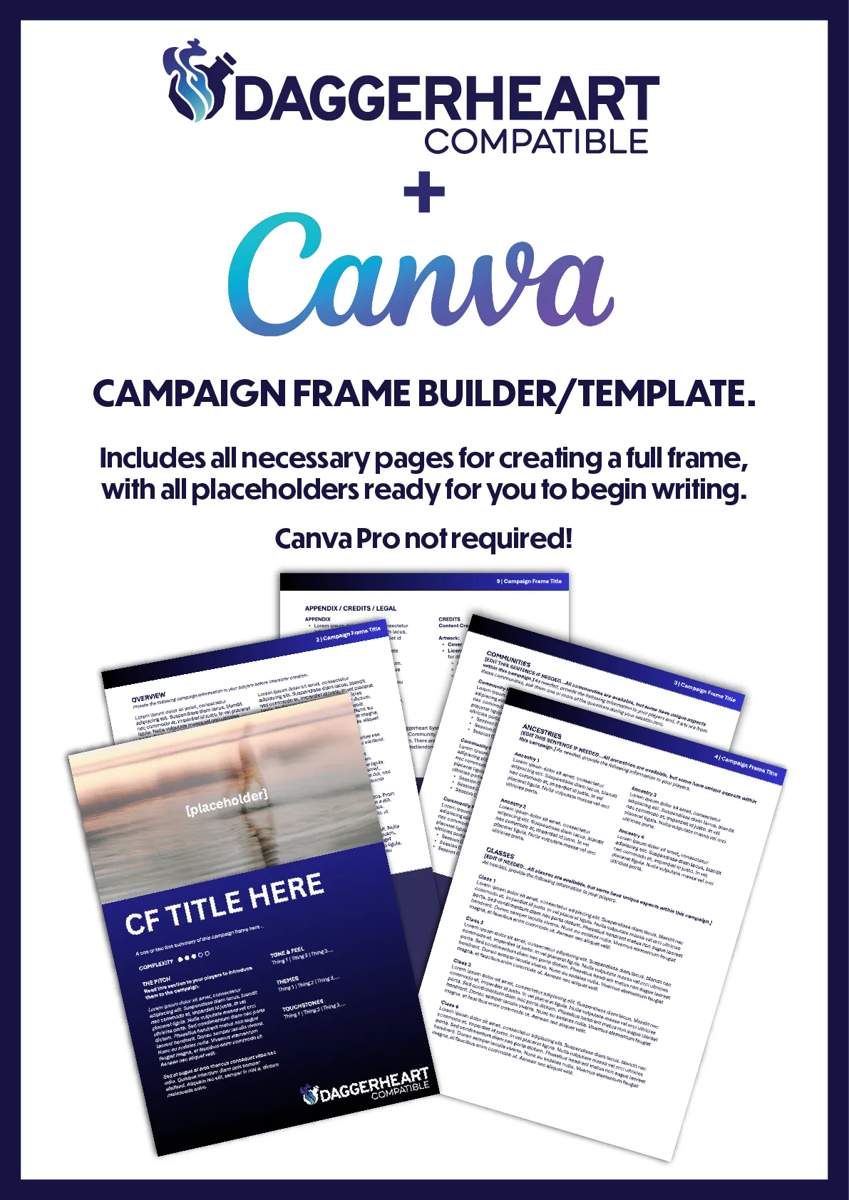 Daggerheart Campaign Frame Template for Canva