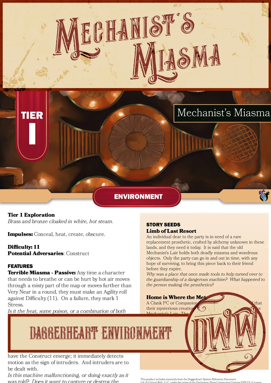 Mechanist’s Miasma: A Tier 1 Daggerheart Environment
